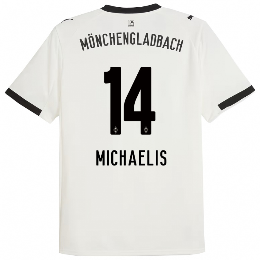 נשים יאניק מיכאליס #14 לבן שחור ג'רזי ביתית 2025/26 חולצה קצרה