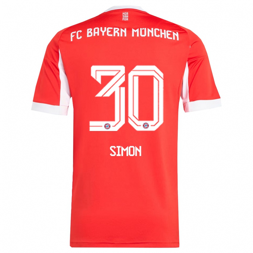 נשים קרולין סימון #30 אדום לבן ג'רזי ביתית 2025/26 חולצה קצרה