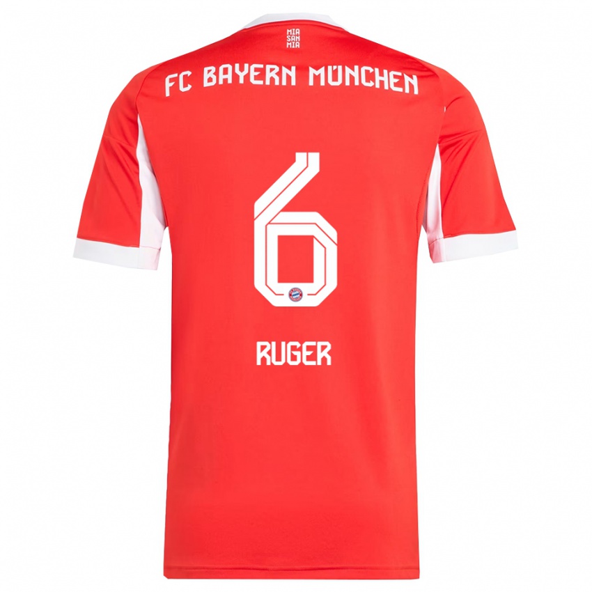 נשים קורט רוגר #6 אדום לבן ג'רזי ביתית 2025/26 חולצה קצרה