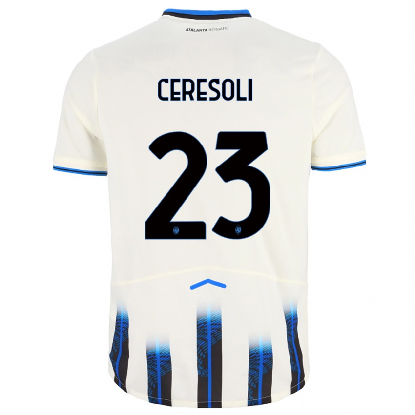 נשים Andrea Ceresoli #23 לבן כחול הרחק ג'רזי 2025/26 חולצה קצרה