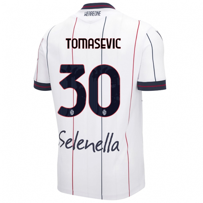 נשים בודין טומאסביץ׳ #30 לבן כחול מלכותי הרחק ג'רזי 2025/26 חולצה קצרה