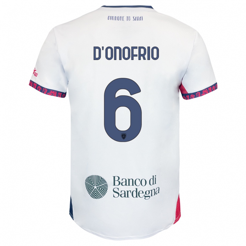 נשים Vincenzo D'onofrio #6 לבן נייבי אדום הרחק ג'רזי 2025/26 חולצה קצרה