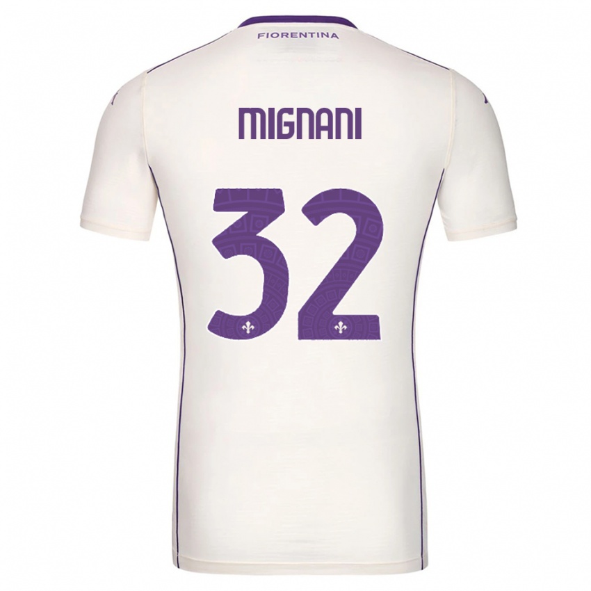 נשים קרלו מיגנאני #32 לבן סגול אדום הרחק ג'רזי 2025/26 חולצה קצרה