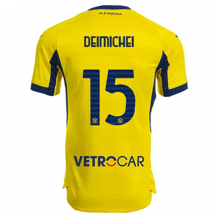 נשים Raffaele Deimichei #15 צהוב נייבי הרחק ג'רזי 2025/26 חולצה קצרה