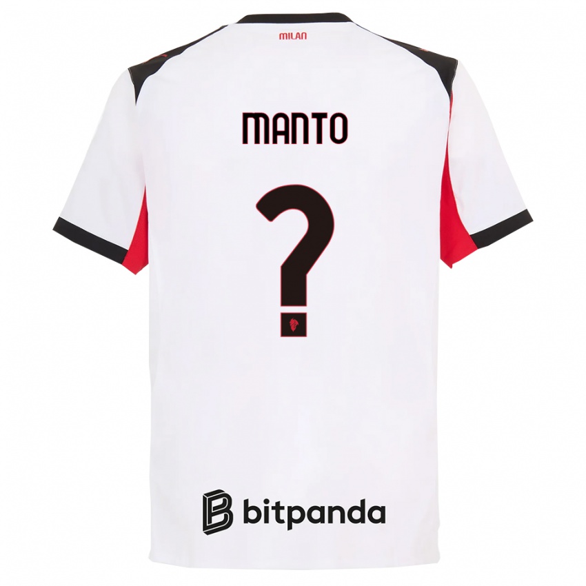 נשים Gaetano Manto #0 לבן שחור הרחק ג'רזי 2025/26 חולצה קצרה