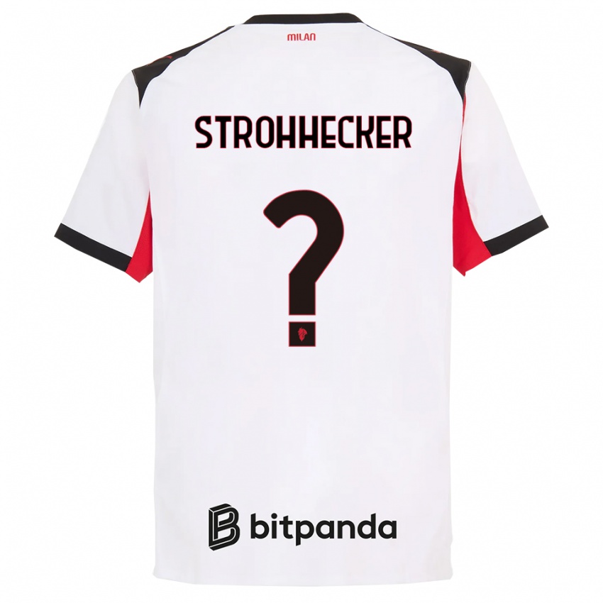 נשים ריקרדו סטרוהקר #0 לבן שחור הרחק ג'רזי 2025/26 חולצה קצרה