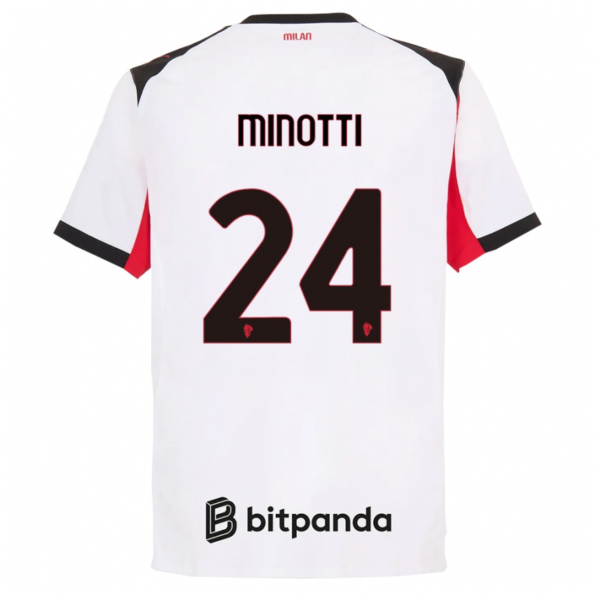 נשים גבריאל מינוטי #24 לבן שחור הרחק ג'רזי 2025/26 חולצה קצרה