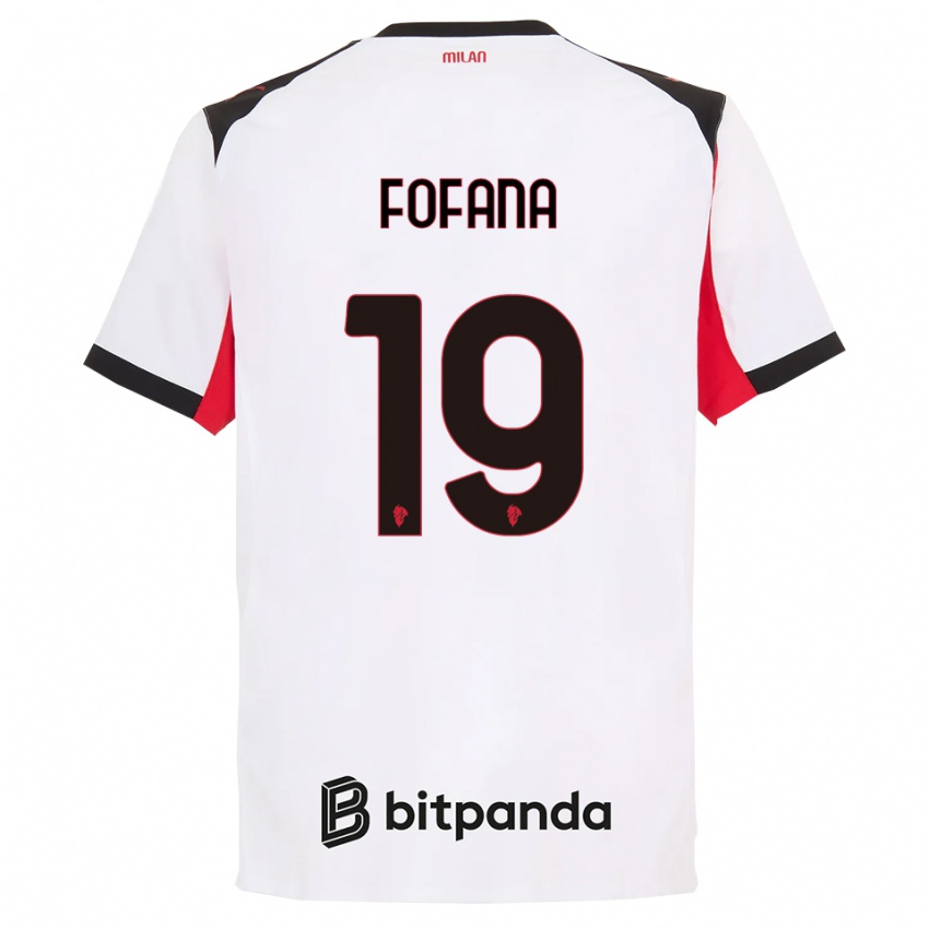 נשים יוסוף פופאנה #19 לבן שחור הרחק ג'רזי 2025/26 חולצה קצרה