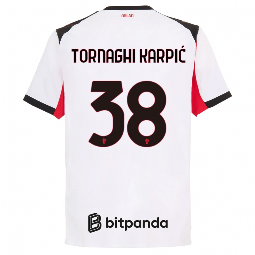 נשים Lavinia Tornaghi Karpić #38 לבן שחור הרחק ג'רזי 2025/26 חולצה קצרה