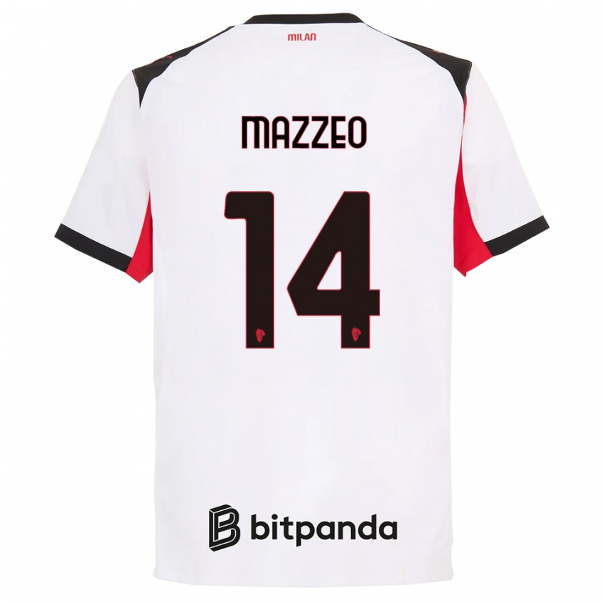 נשים Kevin Mazzeo #14 לבן שחור הרחק ג'רזי 2025/26 חולצה קצרה