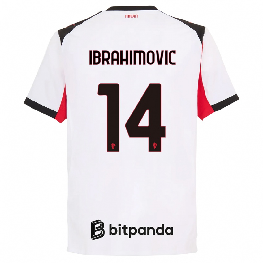 נשים וינסנט איברהימוביץ' #14 לבן שחור הרחק ג'רזי 2025/26 חולצה קצרה