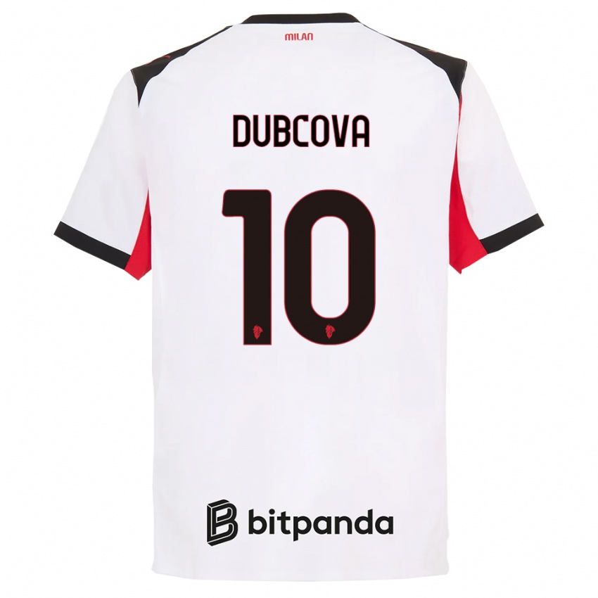 נשים קמילה דובקובה #10 לבן שחור הרחק ג'רזי 2025/26 חולצה קצרה