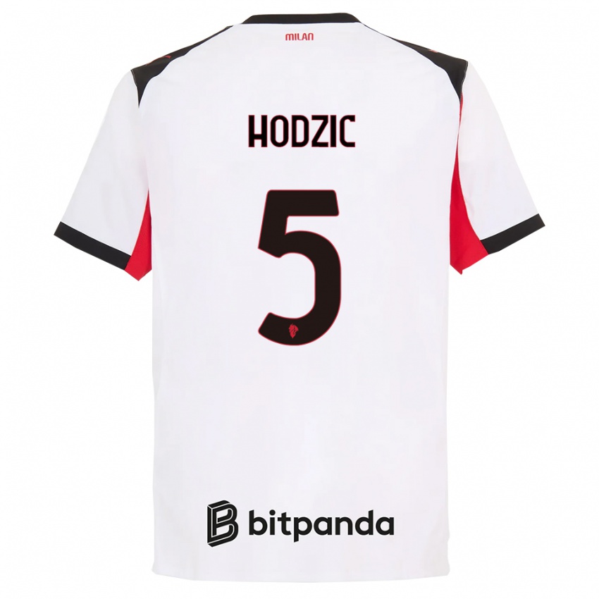 נשים דמירל הודזיץ' #5 לבן שחור הרחק ג'רזי 2025/26 חולצה קצרה