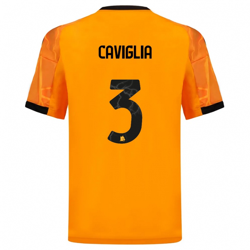 נשים Manuel Caviglia #3 כתום שחור הרחק ג'רזי 2025/26 חולצה קצרה
