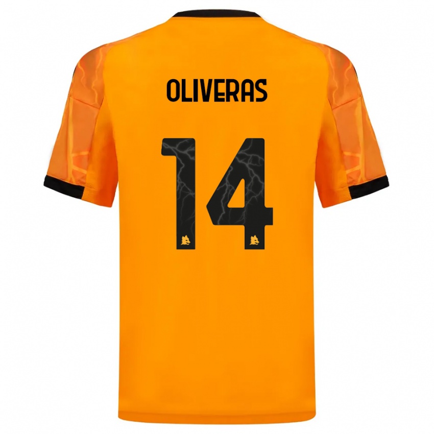 נשים Jan Oliveras #14 כתום שחור הרחק ג'רזי 2025/26 חולצה קצרה