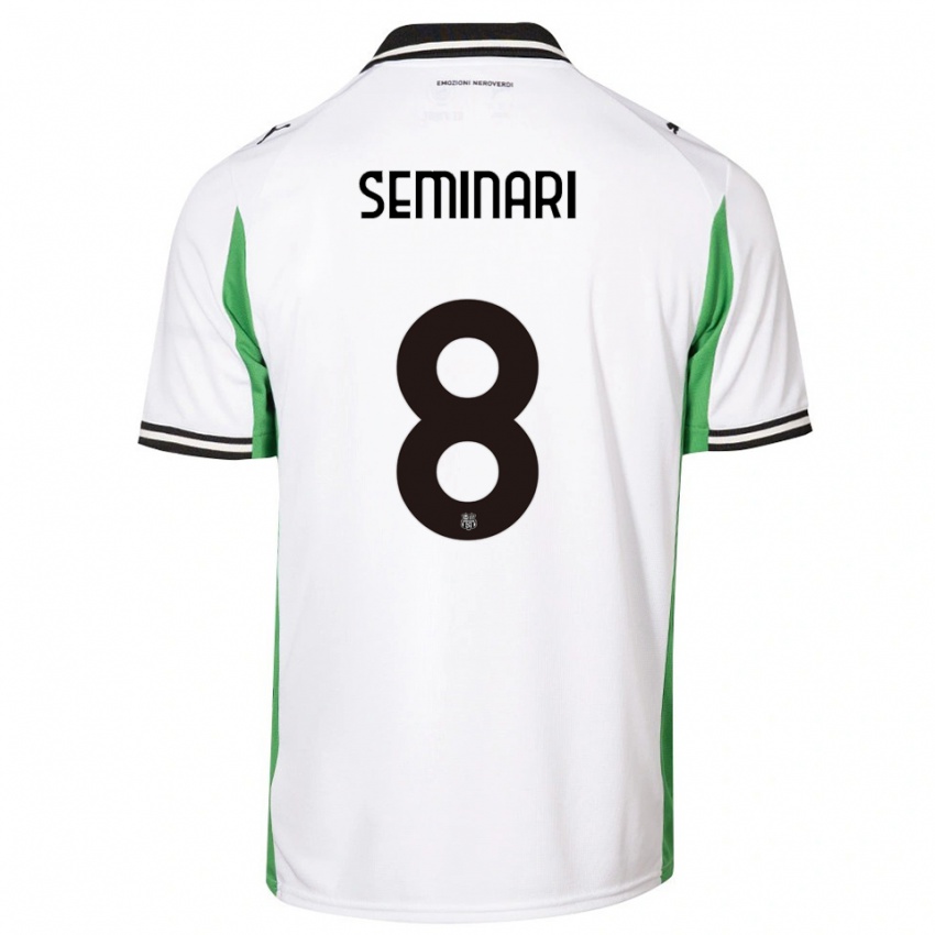 נשים ג׳יאקומו סמינארי #8 לבן ירוק שחור הרחק ג'רזי 2025/26 חולצה קצרה
