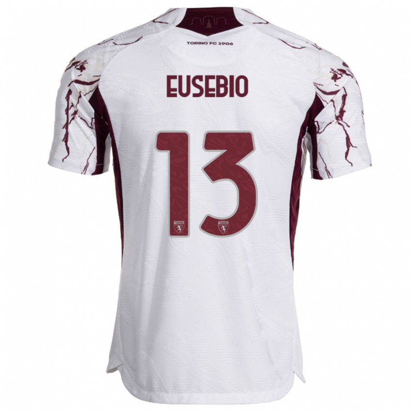 נשים קיארה אאוסביו #13 לבן בורגונדי הרחק ג'רזי 2025/26 חולצה קצרה