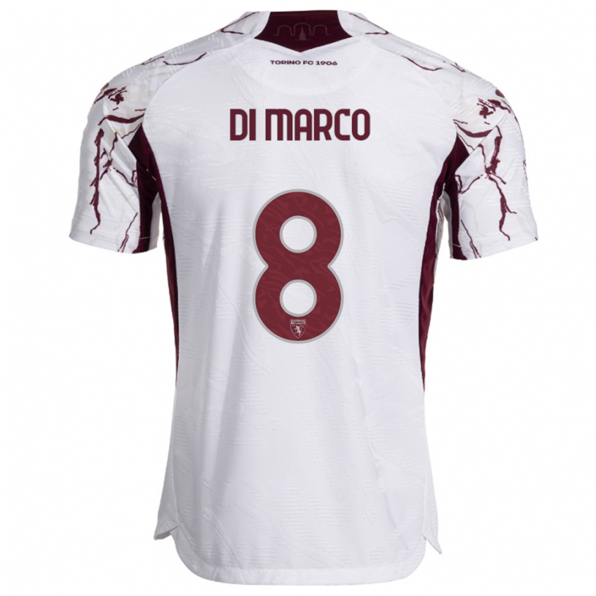 נשים טומאסו די מרקו #8 לבן בורגונדי הרחק ג'רזי 2025/26 חולצה קצרה