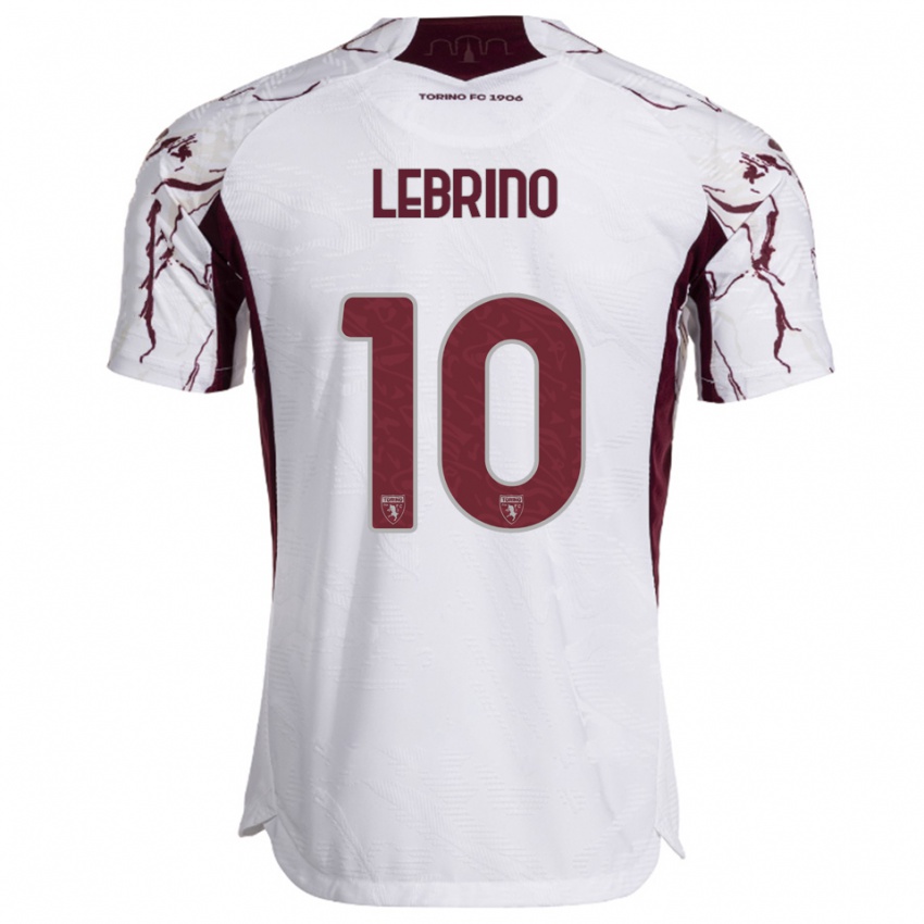 נשים Danilo Lebrino #10 לבן בורגונדי הרחק ג'רזי 2025/26 חולצה קצרה