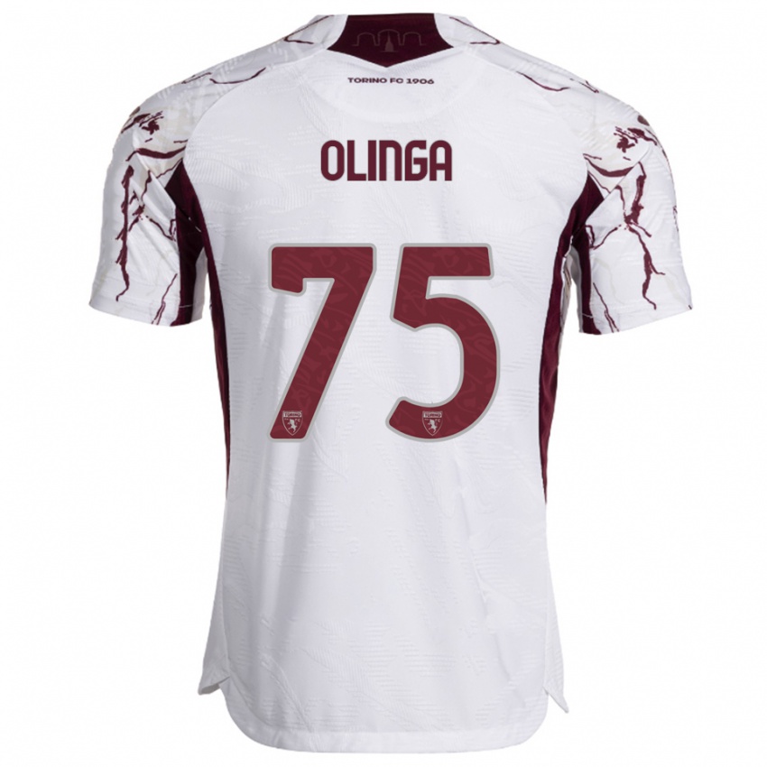 נשים קני אולינגה #75 לבן בורגונדי הרחק ג'רזי 2025/26 חולצה קצרה