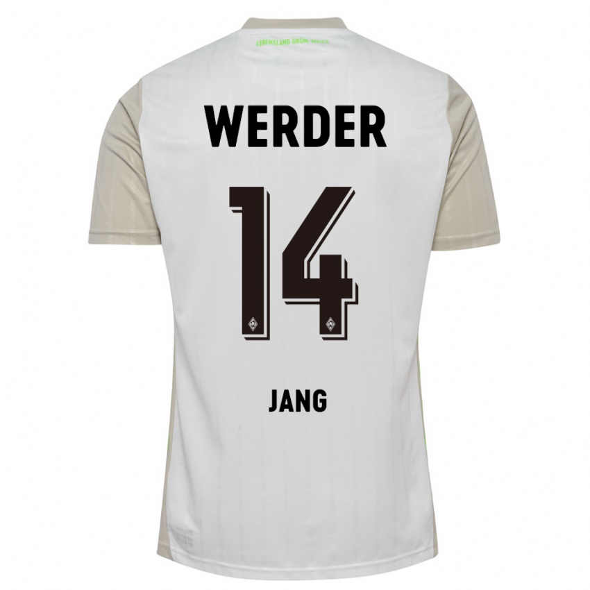 נשים Ji-Mok Jang #14 לבן שחור הרחק ג'רזי 2025/26 חולצה קצרה