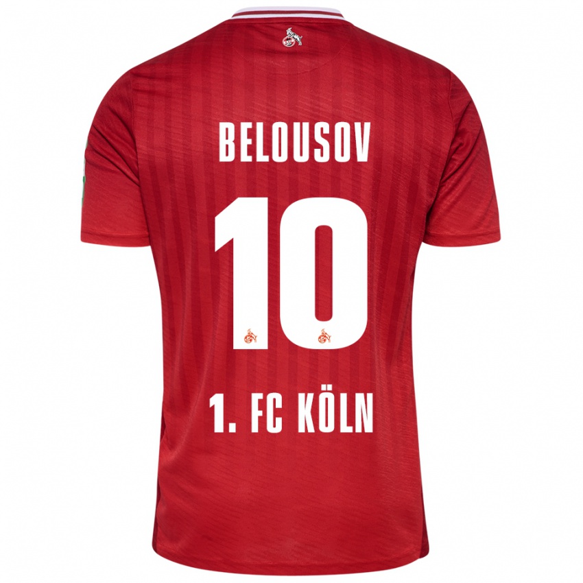 נשים Artem Belousov #10 אדום לבן הרחק ג'רזי 2025/26 חולצה קצרה