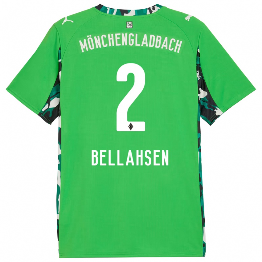 נשים יוסף בלהסן #2 ירוק שחור הרחק ג'רזי 2025/26 חולצה קצרה