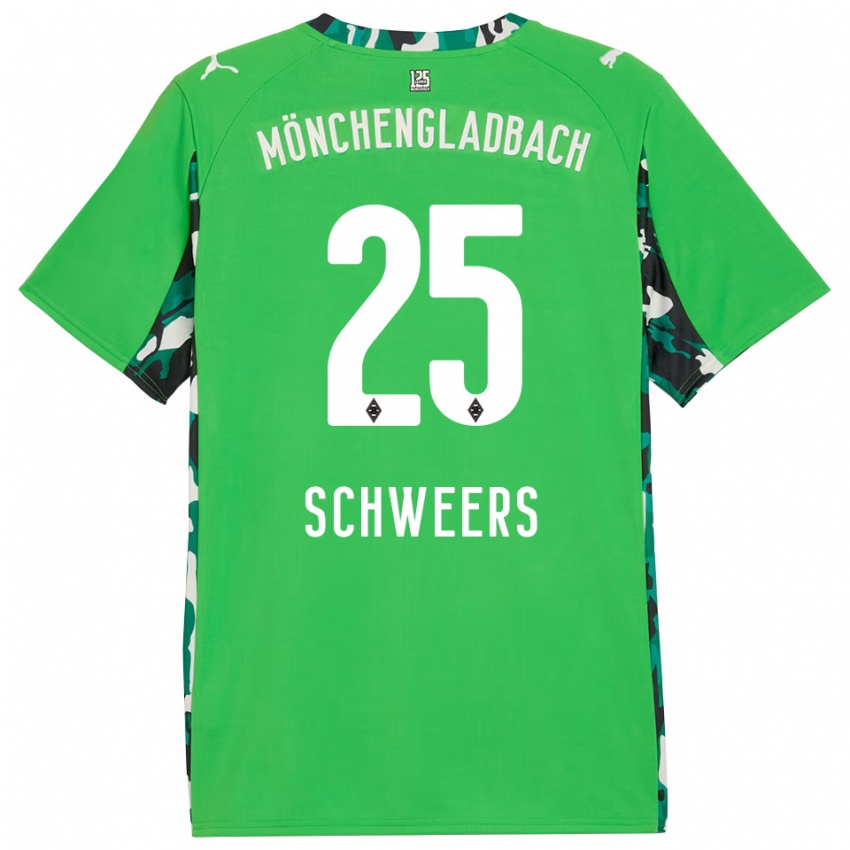 נשים Lion Schweers #25 ירוק שחור הרחק ג'רזי 2025/26 חולצה קצרה