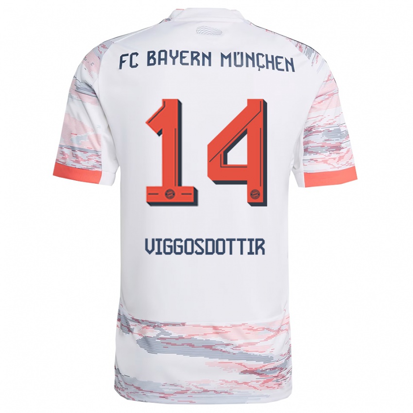 נשים גלודיס פרלה ויגוסדוטיר #14 לבן אפור הרחק ג'רזי 2025/26 חולצה קצרה