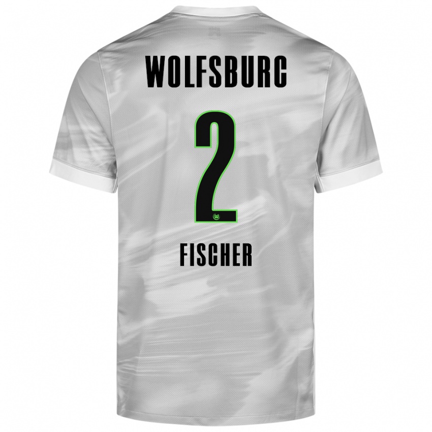 נשים קיליאן פישר #2 אפור לבן הרחק ג'רזי 2025/26 חולצה קצרה