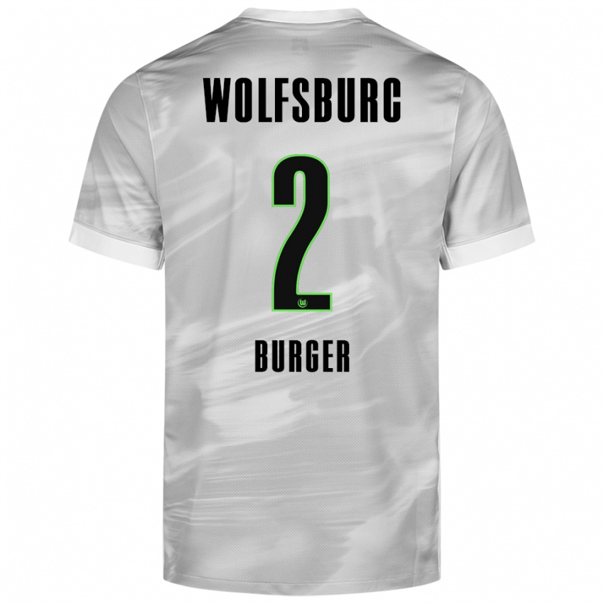 נשים יאן בורגר #2 אפור לבן הרחק ג'רזי 2025/26 חולצה קצרה