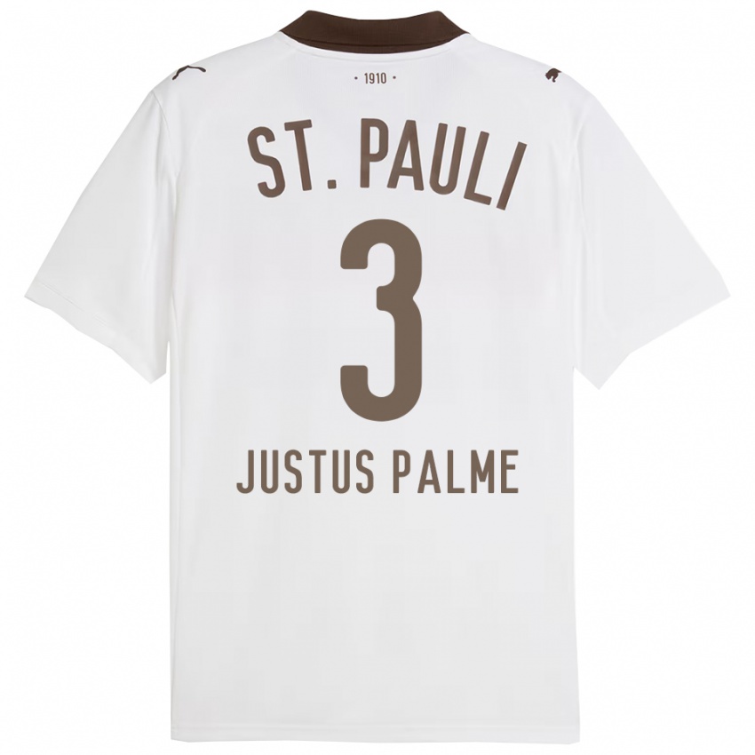 נשים Johannes Justus Palme #3 לבן אדום הרחק ג'רזי 2025/26 חולצה קצרה