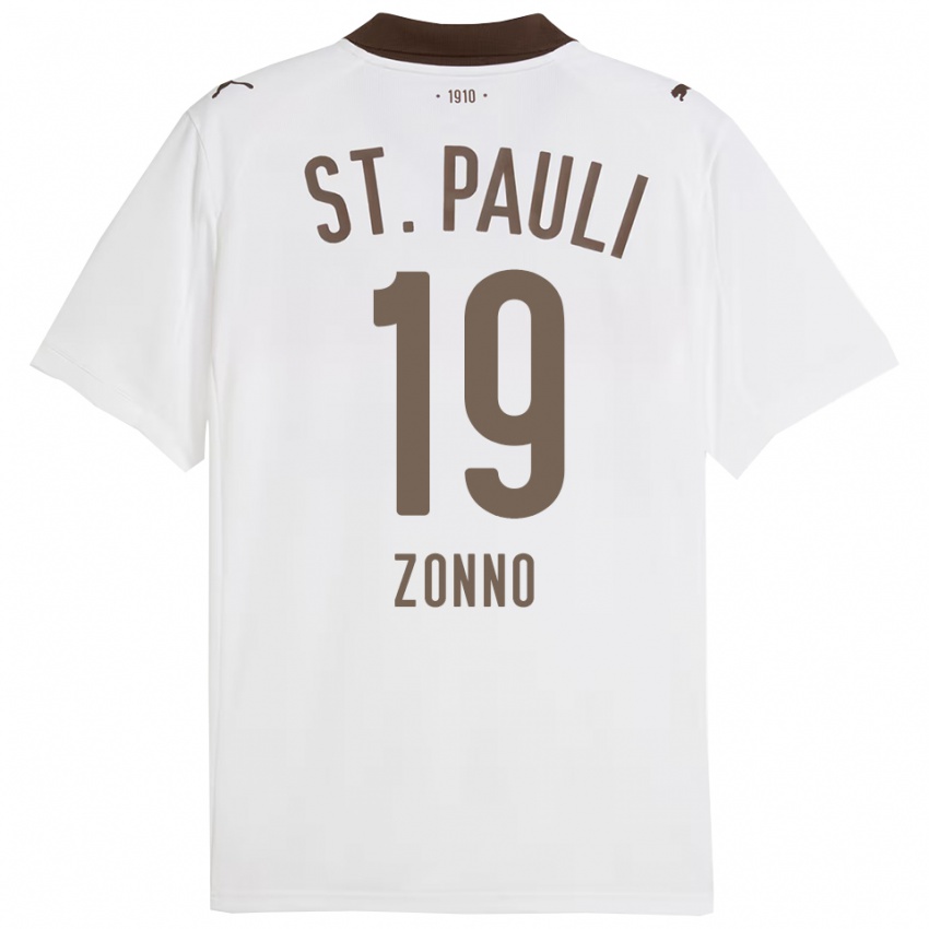 נשים Dominik Zonno #19 לבן אדום הרחק ג'רזי 2025/26 חולצה קצרה