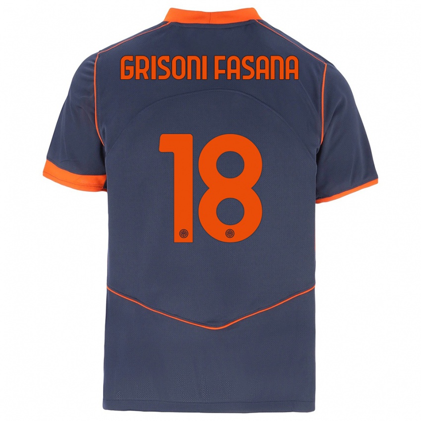 נשים מרקו גריסוני פאסאנה #18 אפור כתום ג'רזי קיט שלישי 2025/26 חולצה קצרה
