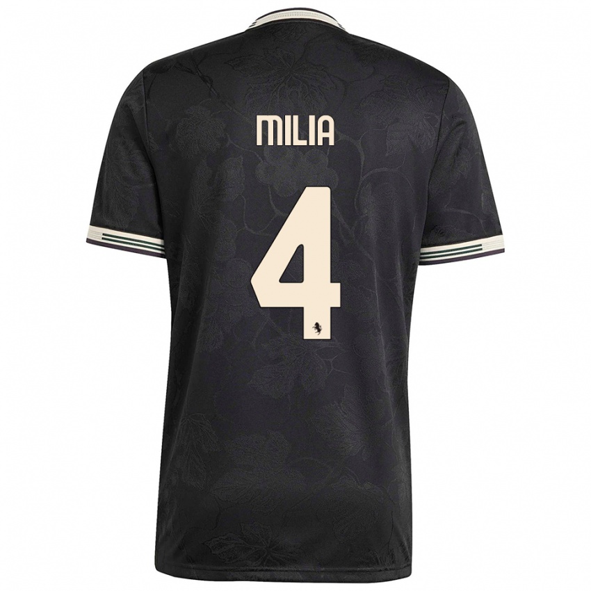 נשים Nicolò Milia #4 שחור לבן ירוק ג'רזי קיט שלישי 2025/26 חולצה קצרה