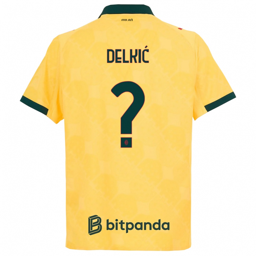 נשים Dino Delkić #0 צהוב שחור ג'רזי קיט שלישי 2025/26 חולצה קצרה