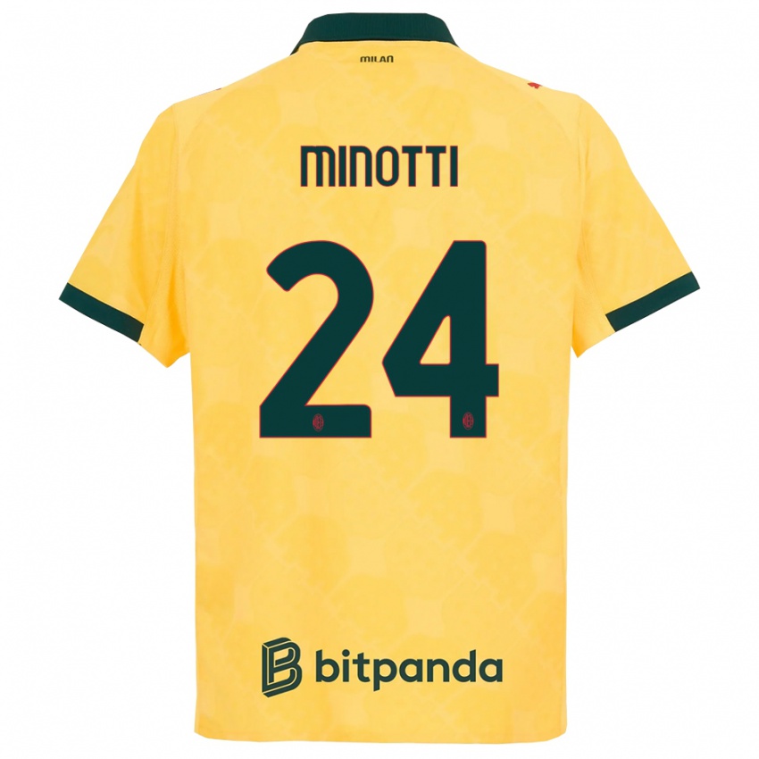 נשים גבריאל מינוטי #24 צהוב שחור ג'רזי קיט שלישי 2025/26 חולצה קצרה