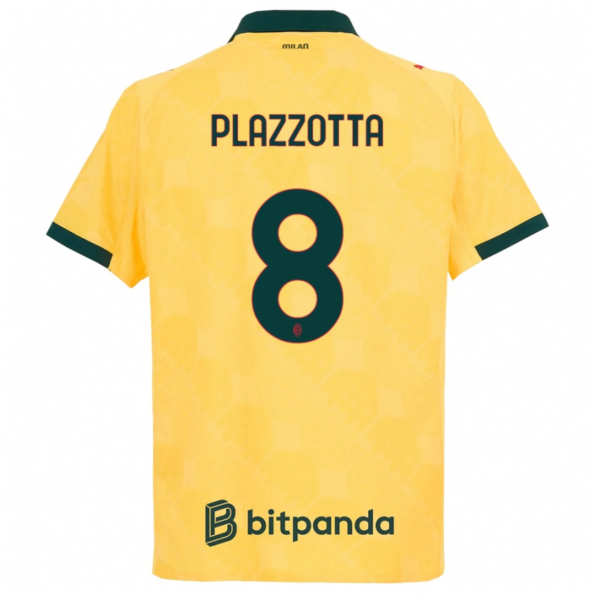 נשים Filippo Plazzotta #8 צהוב שחור ג'רזי קיט שלישי 2025/26 חולצה קצרה