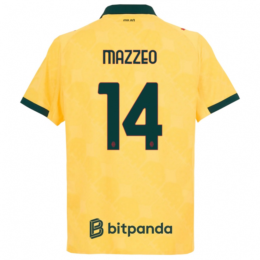 נשים Kevin Mazzeo #14 צהוב שחור ג'רזי קיט שלישי 2025/26 חולצה קצרה