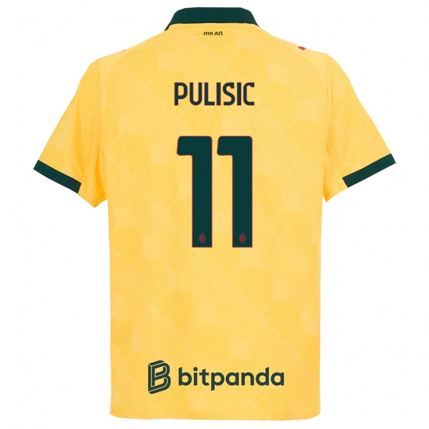 נשים כריסטיאן פוליסיק #11 צהוב שחור ג'רזי קיט שלישי 2025/26 חולצה קצרה