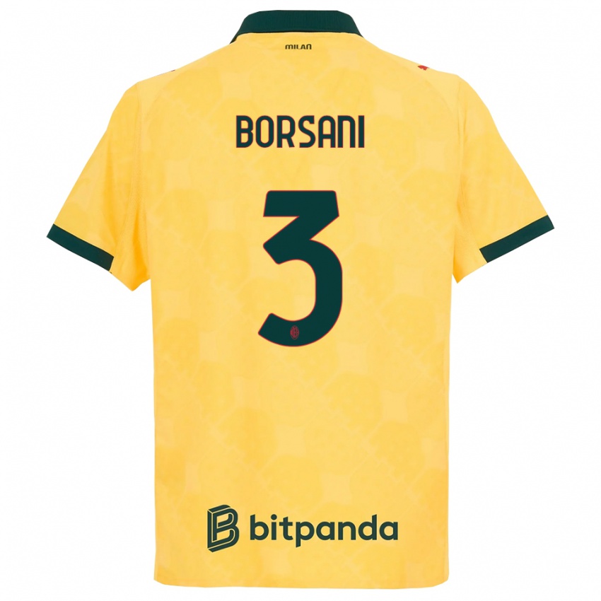 נשים Emanuele Borsani #3 צהוב שחור ג'רזי קיט שלישי 2025/26 חולצה קצרה