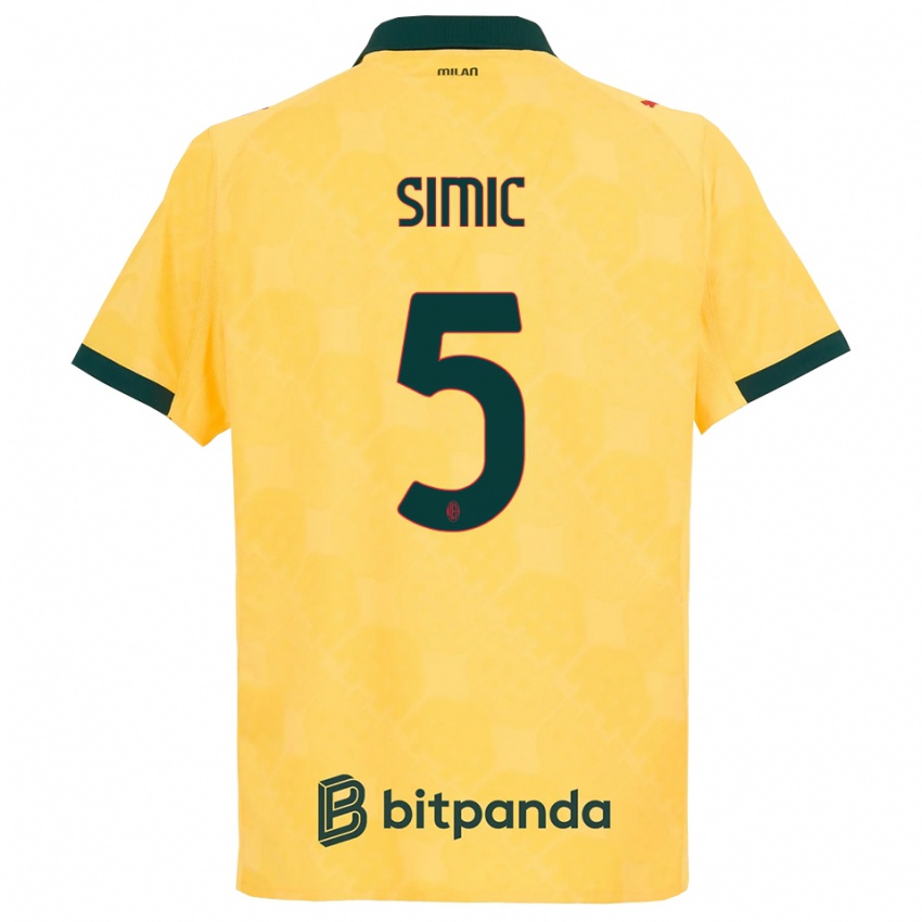 נשים יאן-קרלו סימיץ׳ #5 צהוב שחור ג'רזי קיט שלישי 2025/26 חולצה קצרה