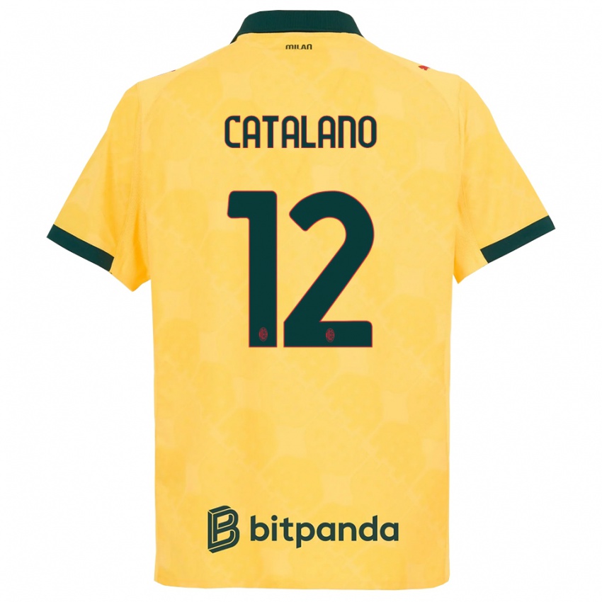 נשים Alessio Catalano #12 צהוב שחור ג'רזי קיט שלישי 2025/26 חולצה קצרה