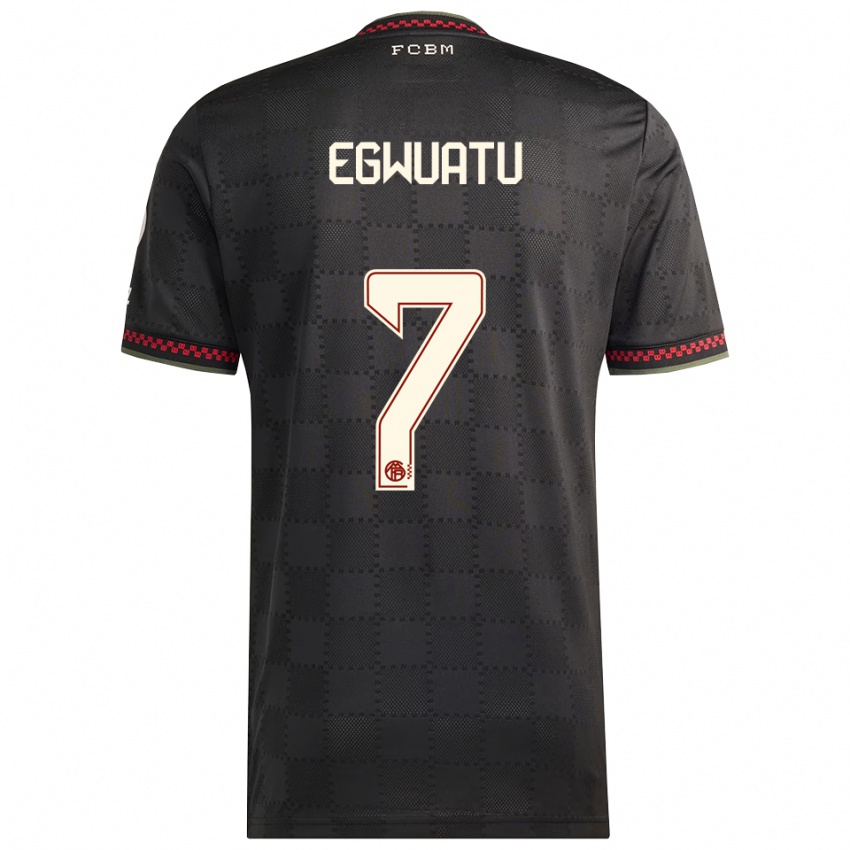 נשים Frank Egwuatu #7 שחור לבן ג'רזי קיט שלישי 2025/26 חולצה קצרה