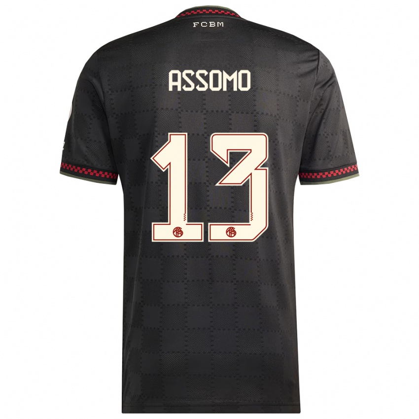 נשים Bastian Assomo #13 שחור לבן ג'רזי קיט שלישי 2025/26 חולצה קצרה