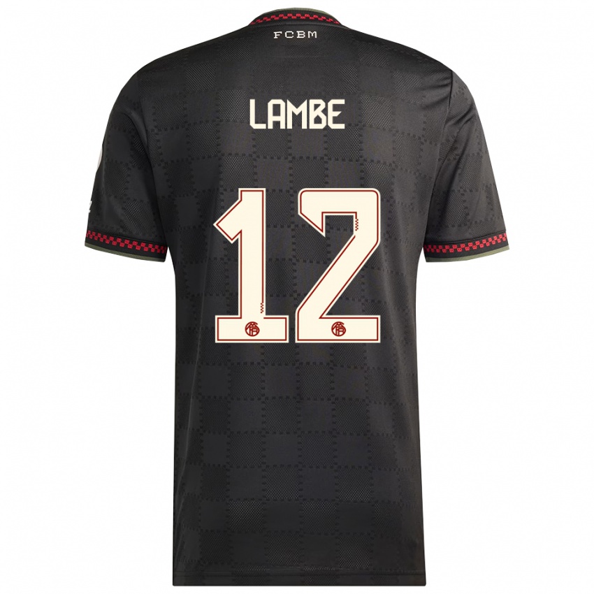 נשים Allen Lambe #12 שחור לבן ג'רזי קיט שלישי 2025/26 חולצה קצרה