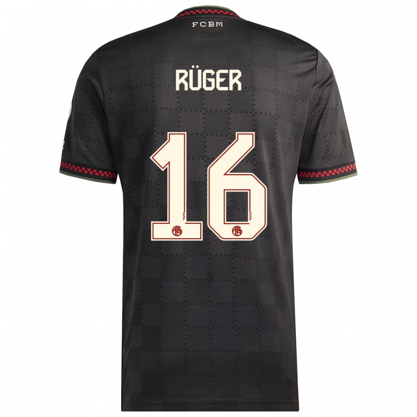 נשים קורט ריגר #16 שחור לבן ג'רזי קיט שלישי 2025/26 חולצה קצרה