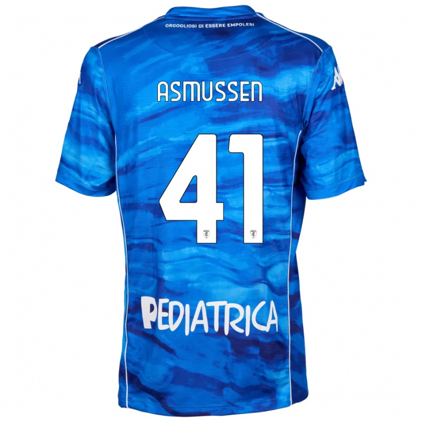 ילדים Ank Asmussen #41 כחול לבן ג'רזי ביתית 2025/26 חולצה קצרה