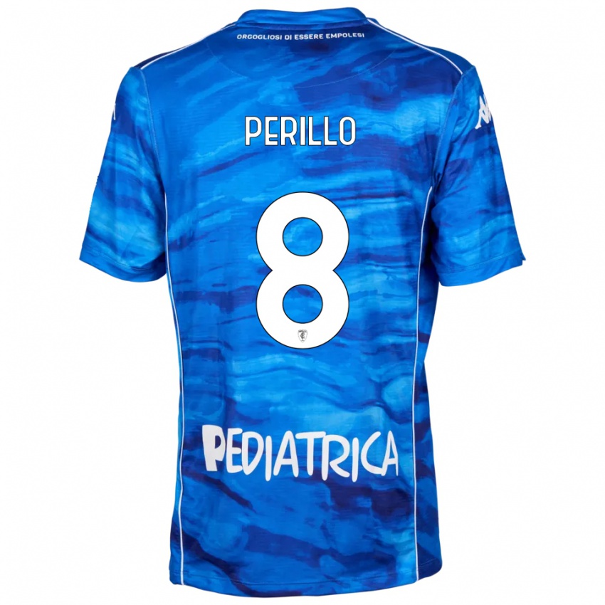 ילדים Edoardo Perillo #8 כחול לבן ג'רזי ביתית 2025/26 חולצה קצרה