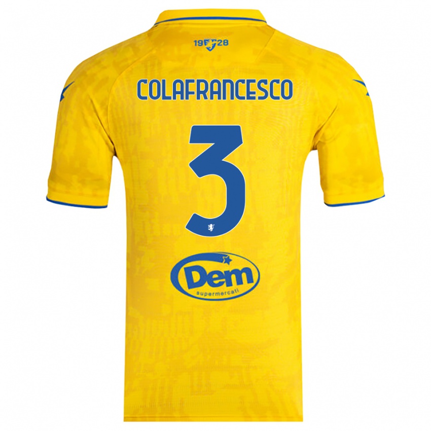 ילדים Filippo Colafrancesco #3 צהוב כחול ג'רזי ביתית 2025/26 חולצה קצרה